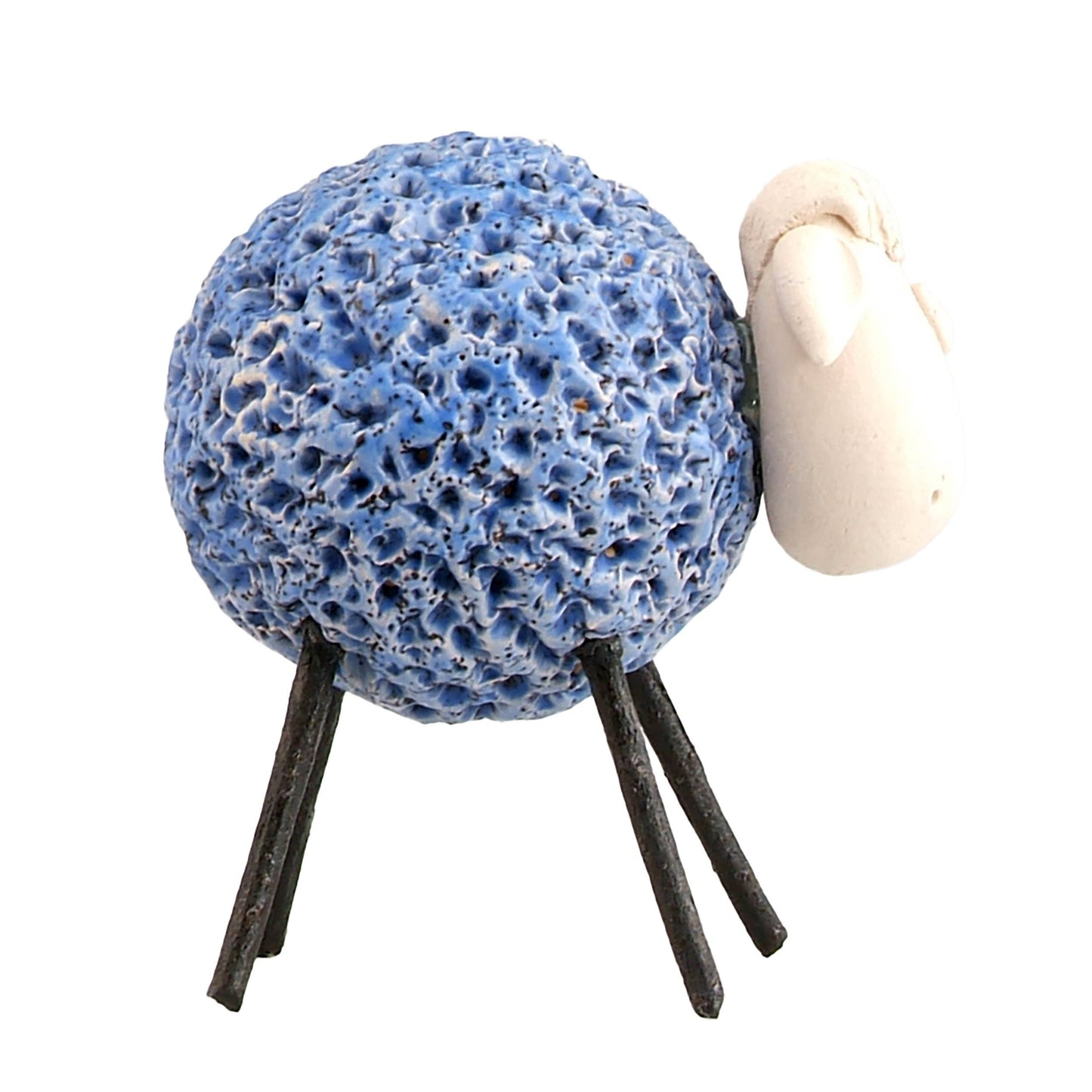 Woolly Sheep with Iron Legs Ceramic Figurine Various Colours: White
