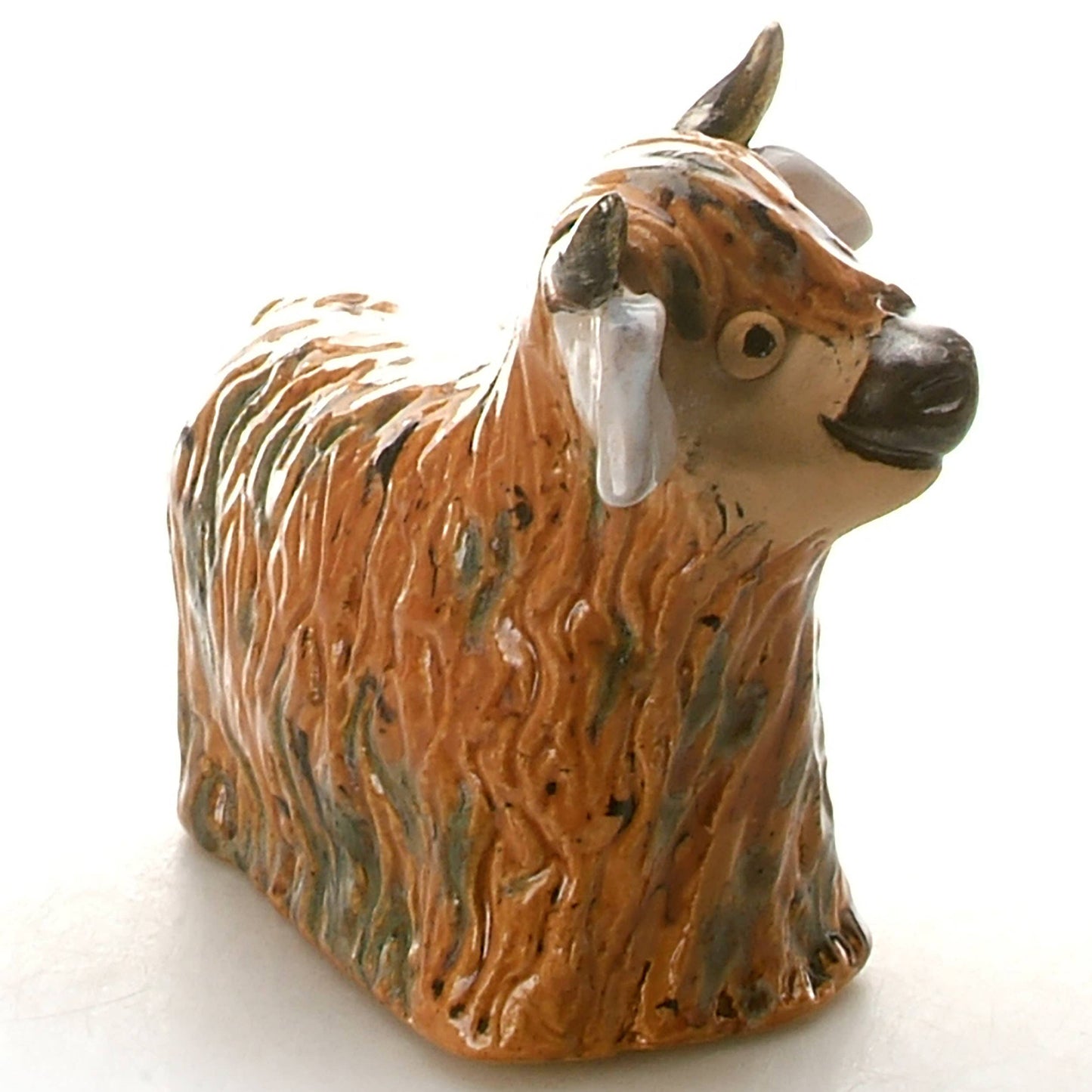 Highland Cow with Flower Ceramic Figurine | Various Colours: Natural