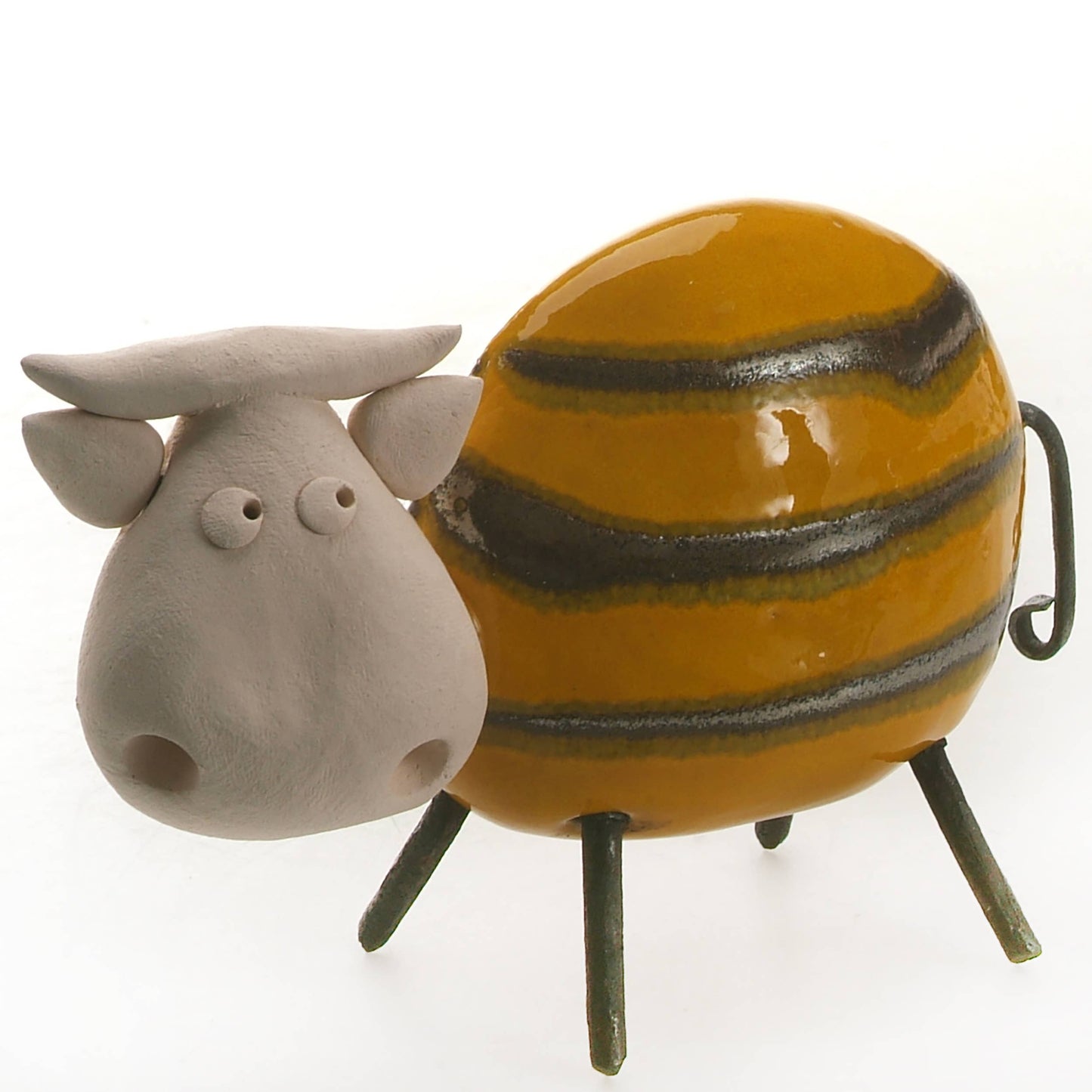 Happy Cow Ceramic Figurine | Various Colours: Mustard