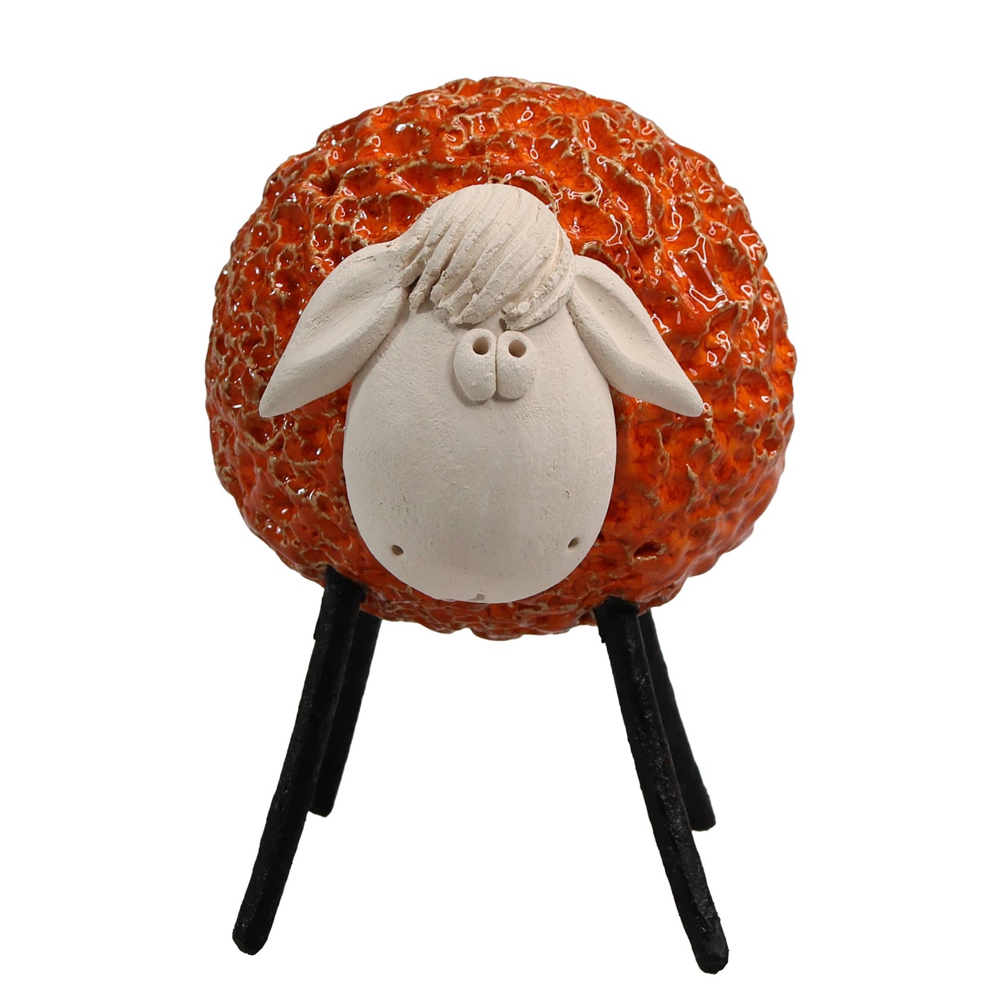 Woolly Sheep with Iron Legs Ceramic Figurine Various Colours: White