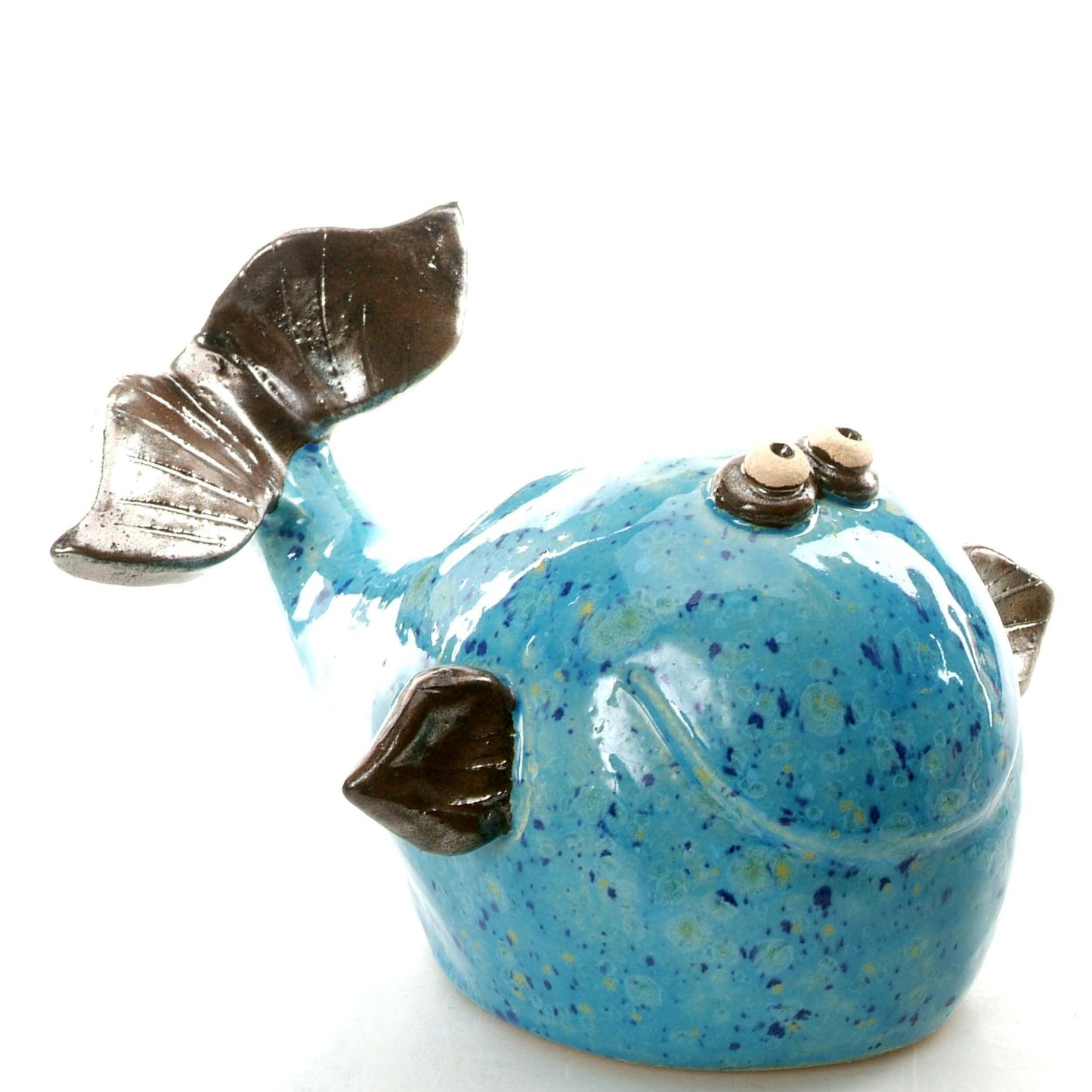 Blue Whale in Bright Blue Ceramic Figurine | L: Large