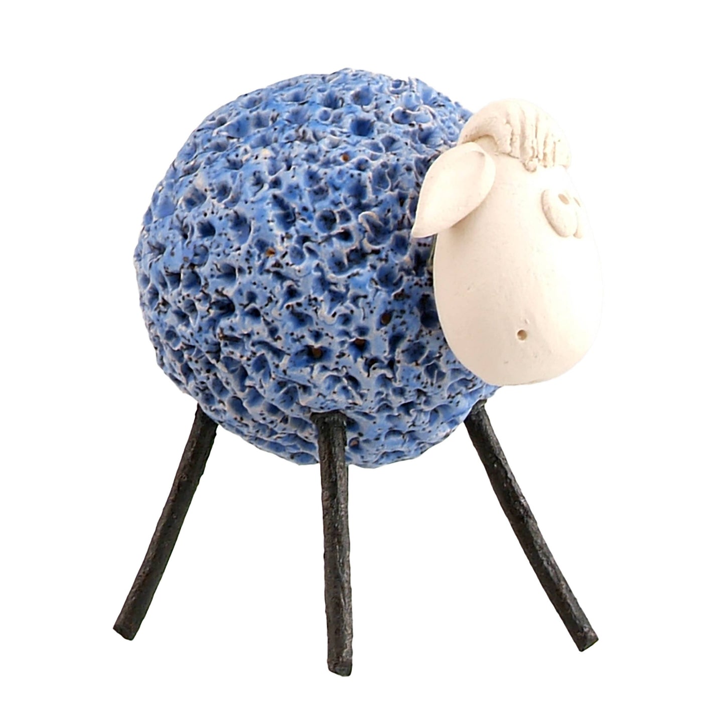 Woolly Sheep with Iron Legs Ceramic Figurine Various Colours: White