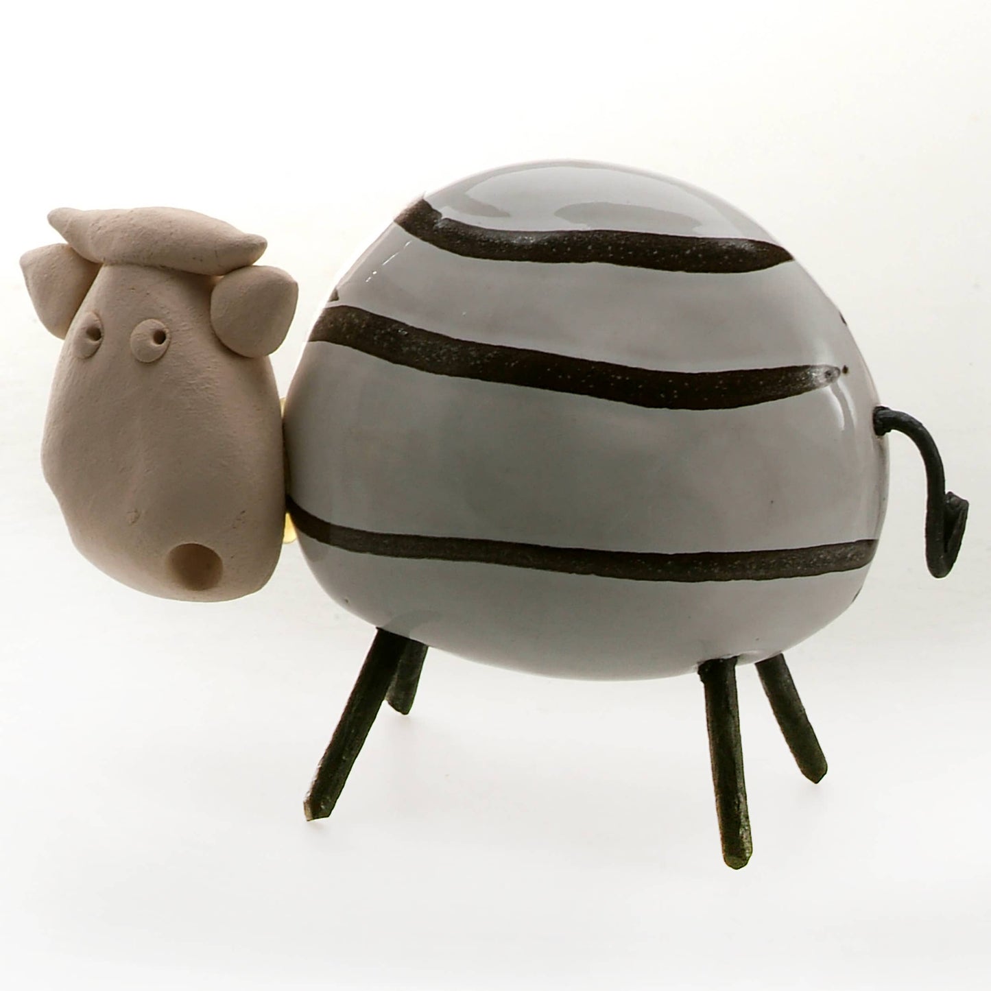 Happy Cow Ceramic Figurine | Various Colours: Olive