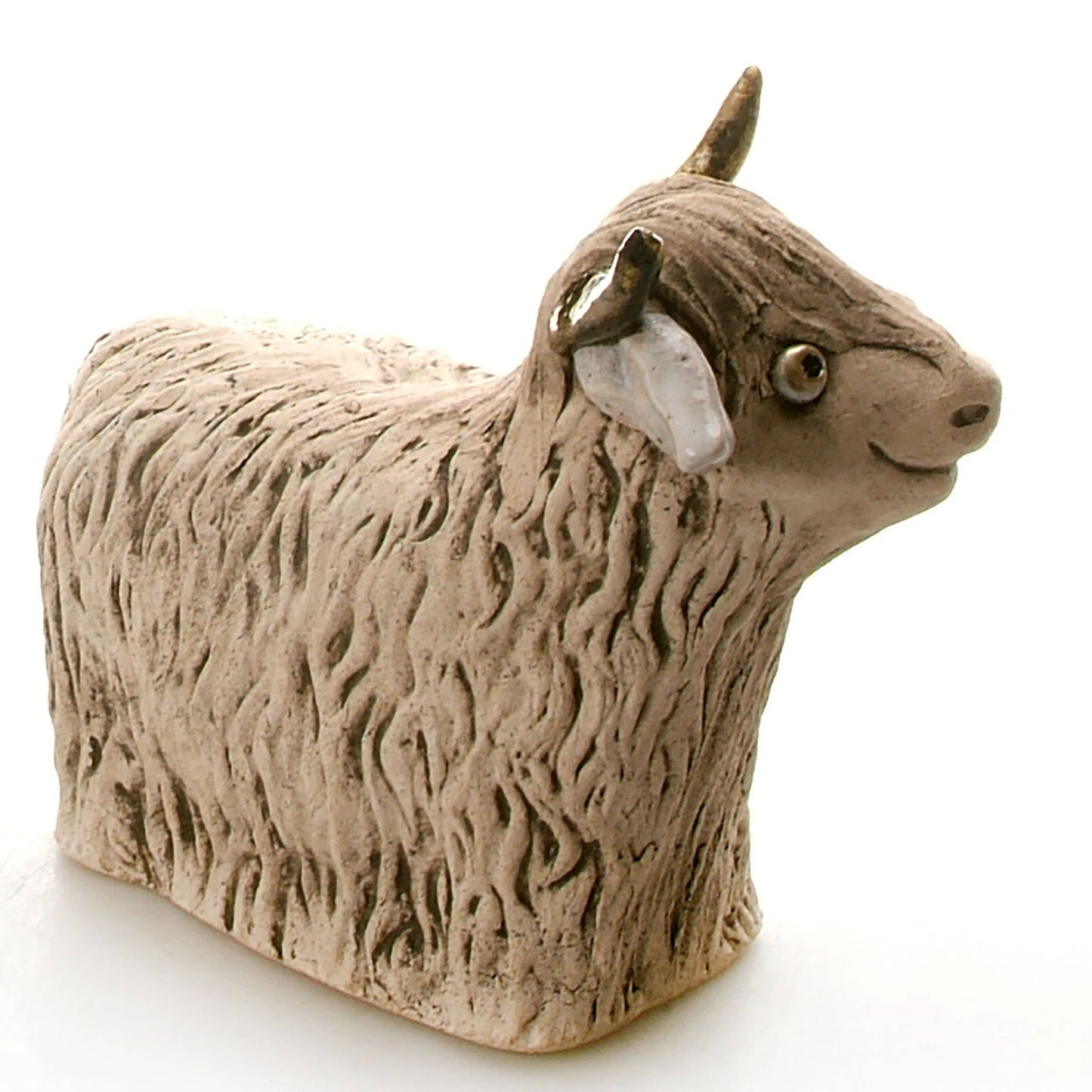 Highland Cow with Flower Ceramic Figurine | Various Colours: Natural
