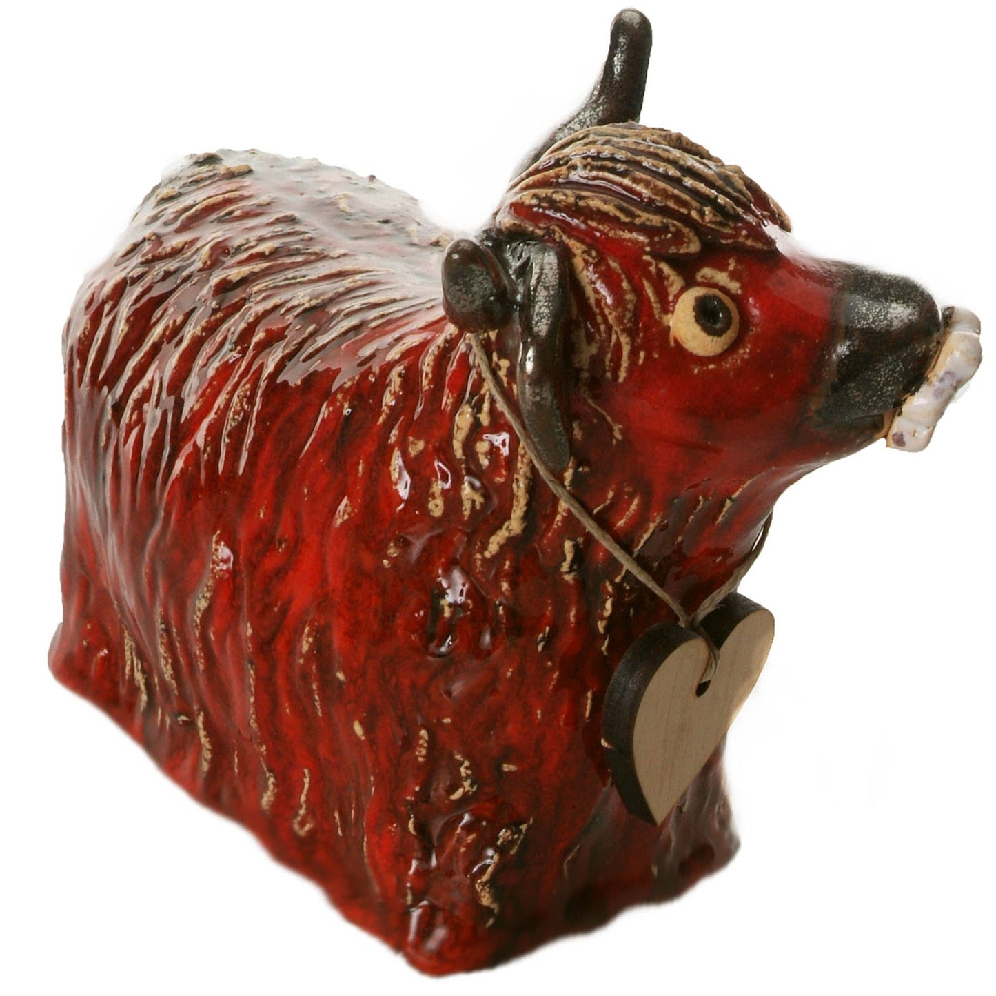 Highland Cow with Flower Ceramic Figurine | Various Colours: Ginger