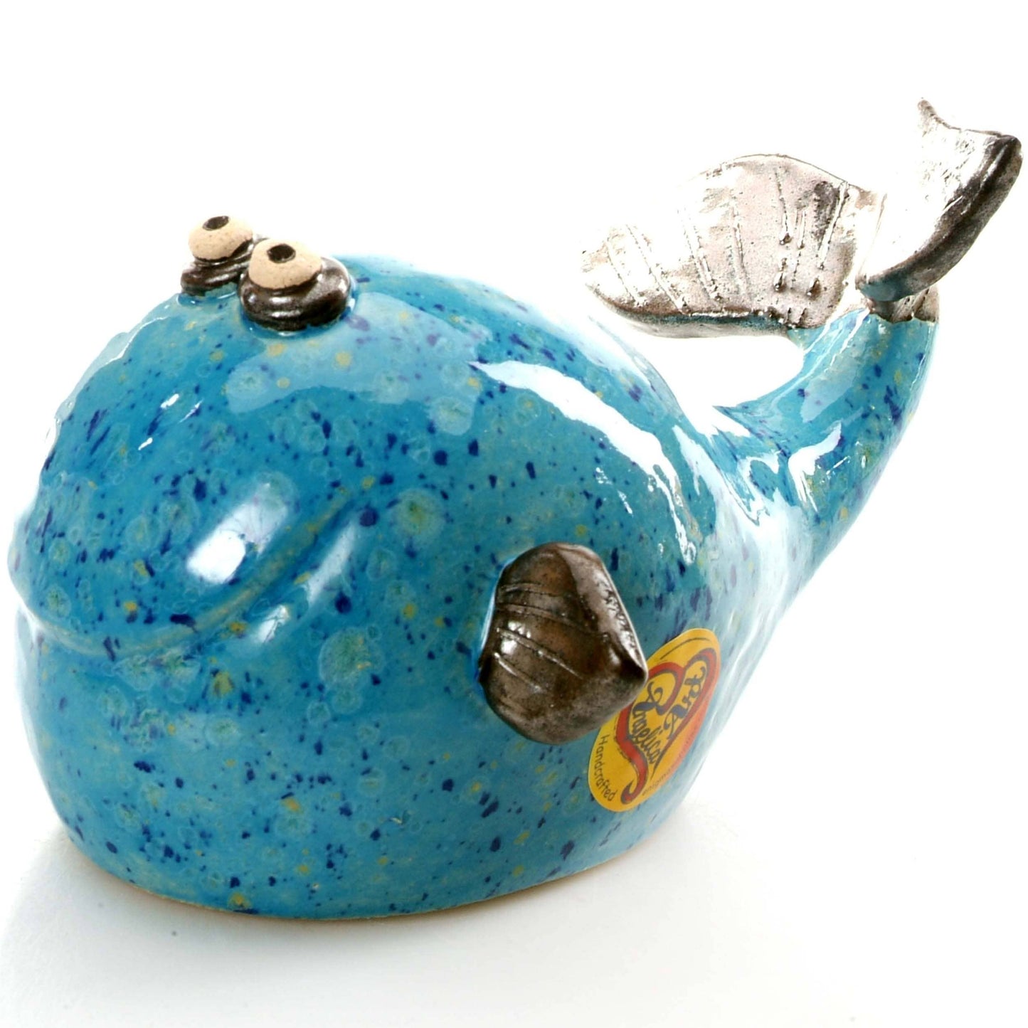 Blue Whale in Bright Blue Ceramic Figurine | L: Large