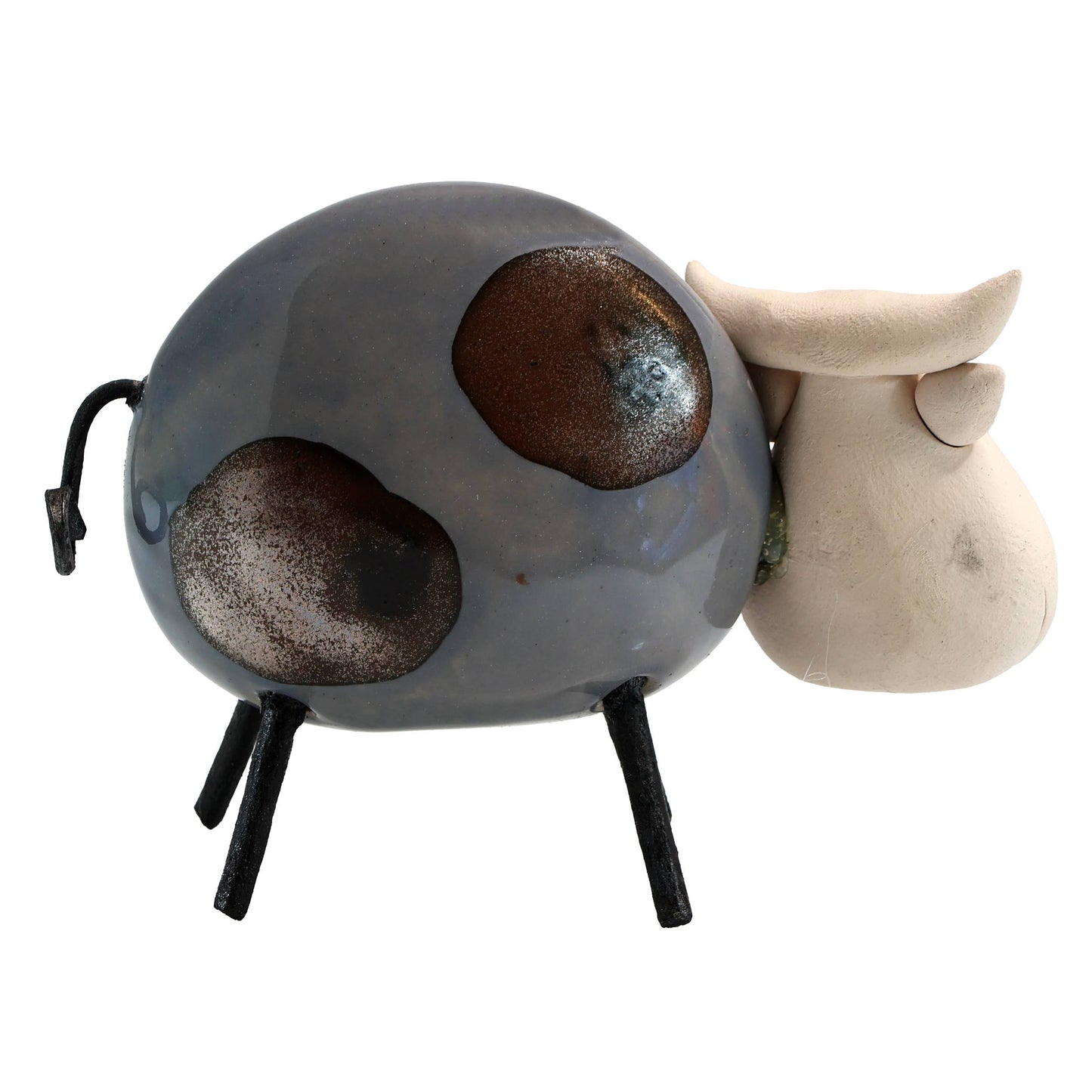 Happy Cow Ceramic Figurine | Various Colours: Olive