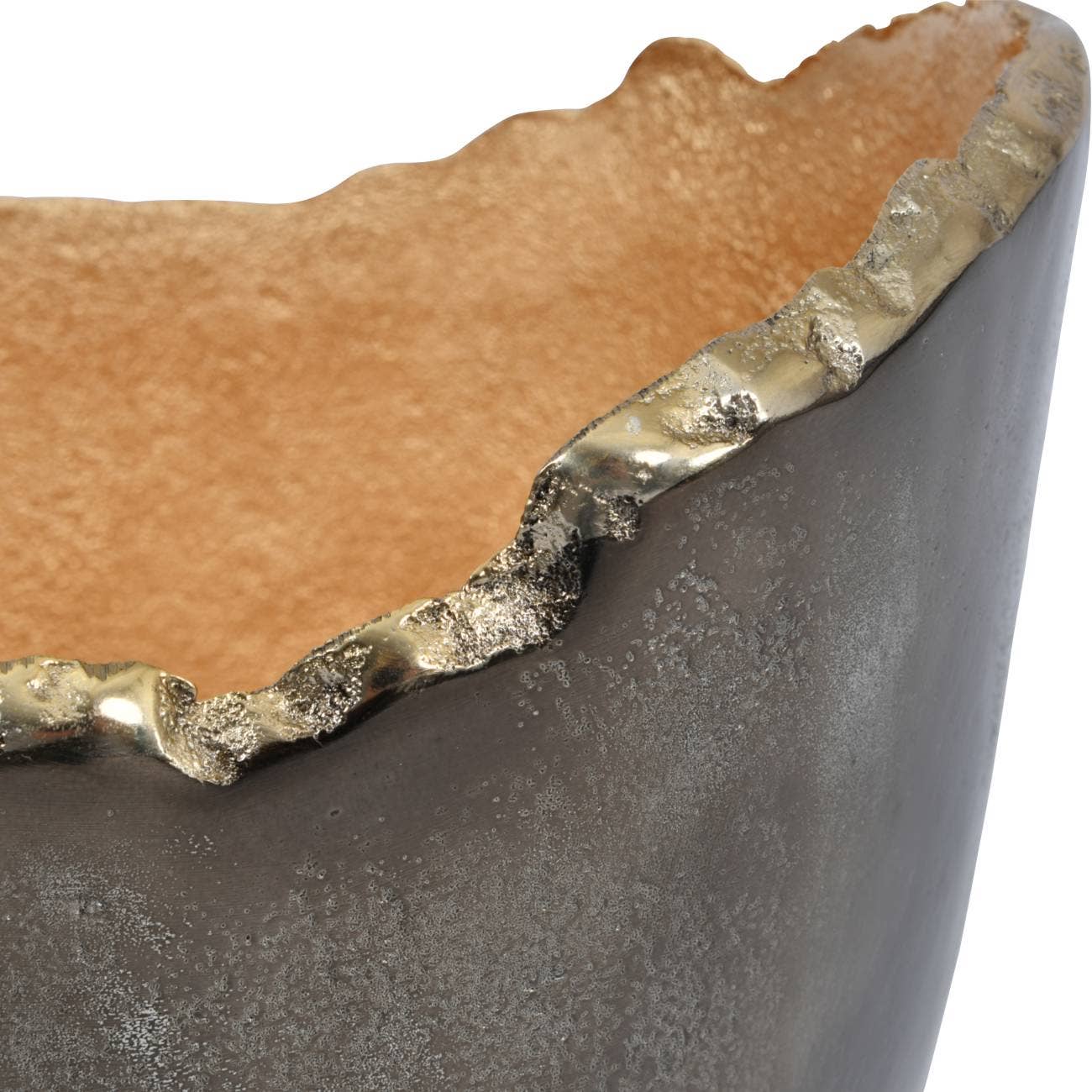 Merapi Lava Large 27cm Vase: Smoke Black, Gold / 100% Aluminium