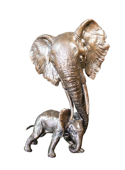 Elephant Mother & Calf - Bronze Sculpture (1123)