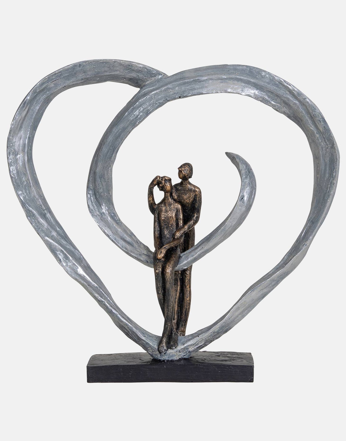 Love Sculpture In Circular Heart: Bronze / 40%polyresin, 60%limestone