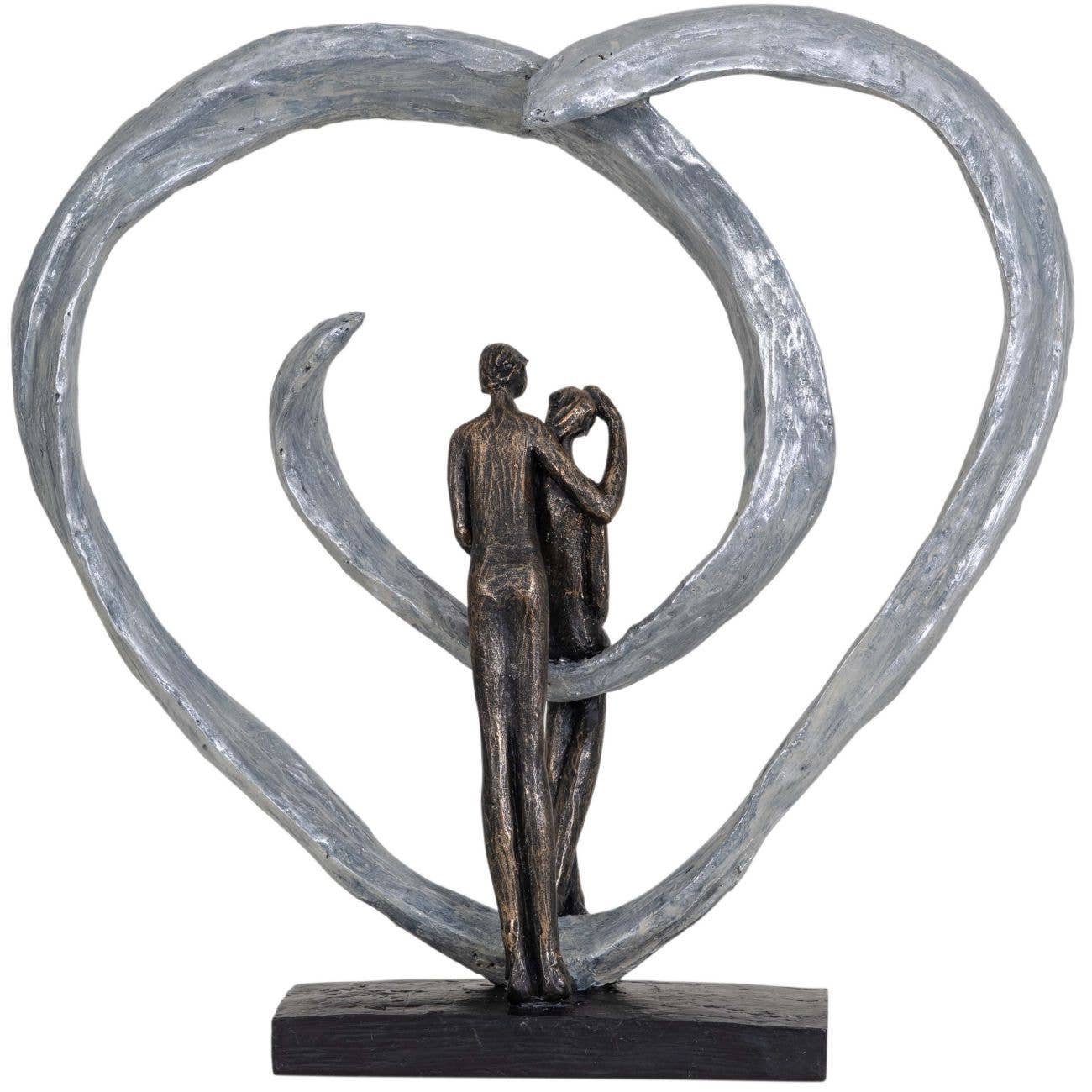 Love Sculpture In Circular Heart: Bronze / 40%polyresin, 60%limestone