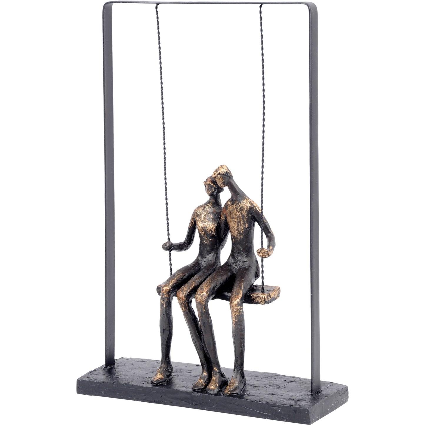 Couple Sitting on Swing Bronze Figurative Sculpture: Bronze; Black / 100% Polyresin