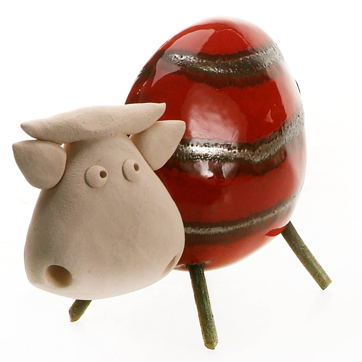 Happy Cow Ceramic Figurine | Various Colours: Olive