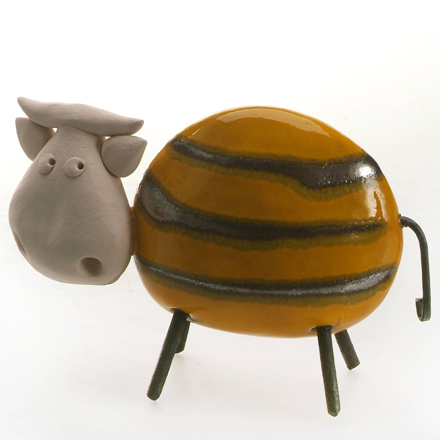 Happy Cow Ceramic Figurine | Various Colours: Olive