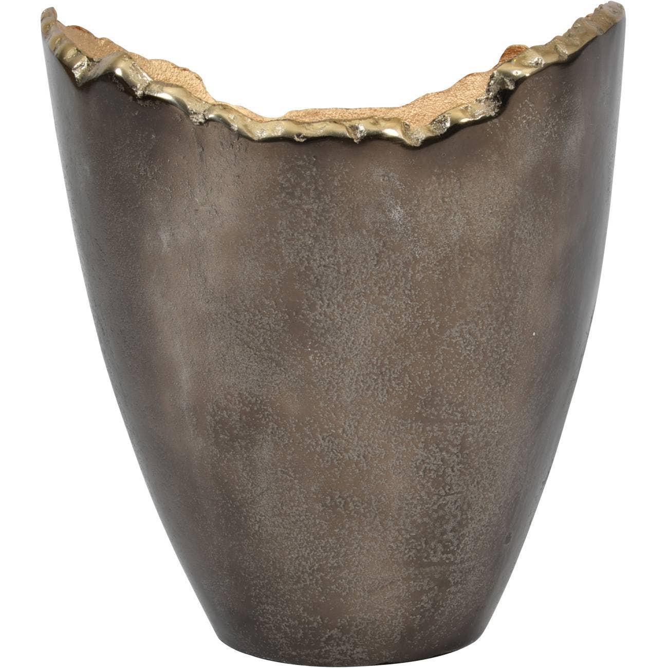 Merapi Lava Large 27cm Vase: Smoke Black, Gold / 100% Aluminium