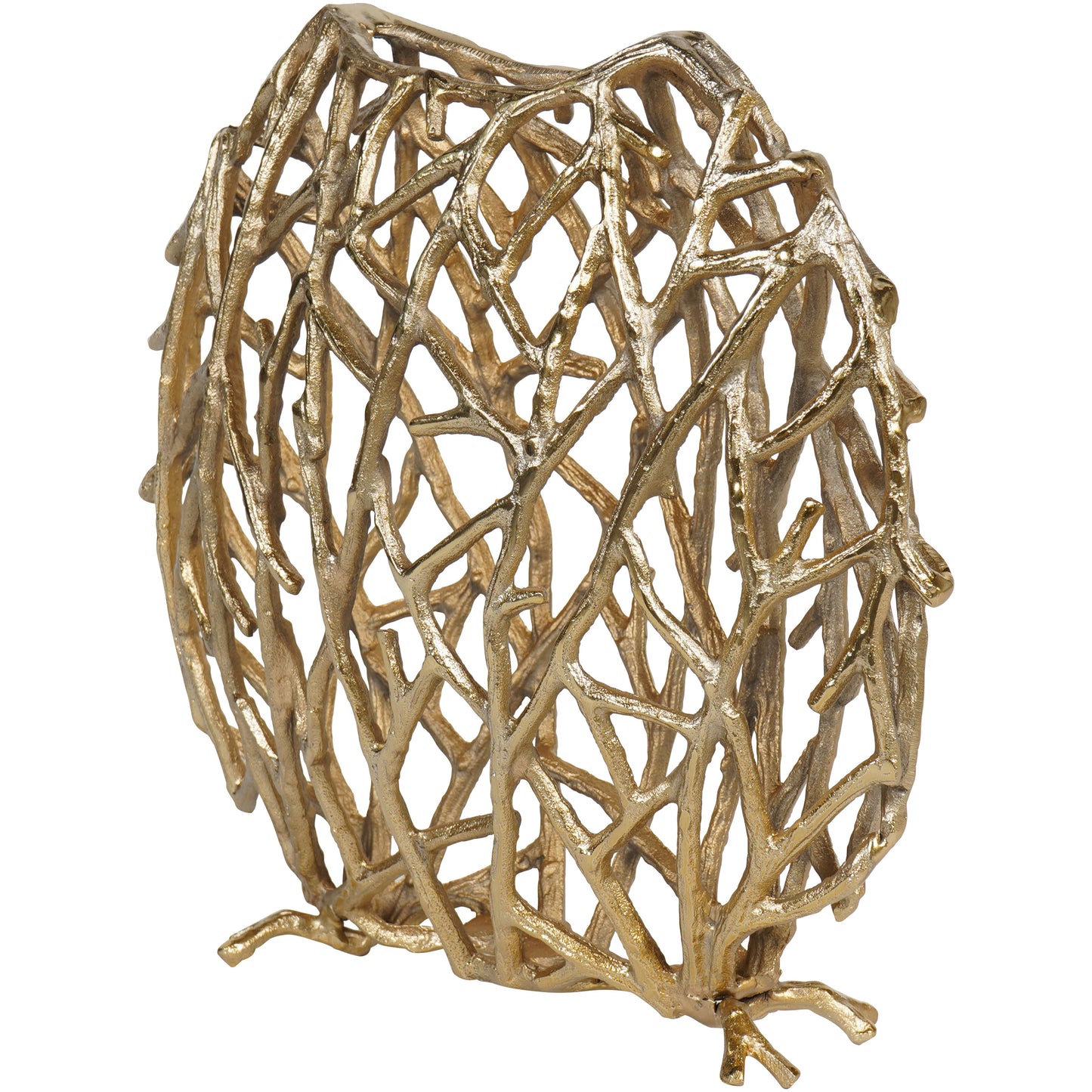 Twig Sculpture Disc Vase Gold: Raw Gold / Aluminium