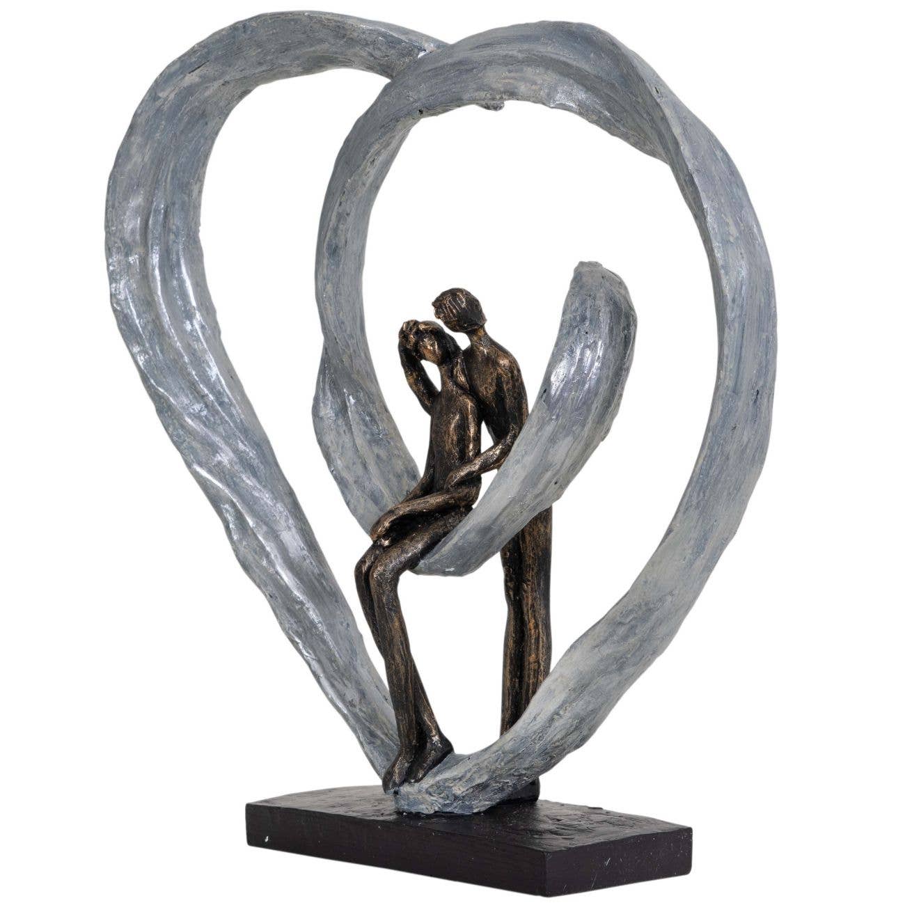Love Sculpture In Circular Heart: Bronze / 40%polyresin, 60%limestone