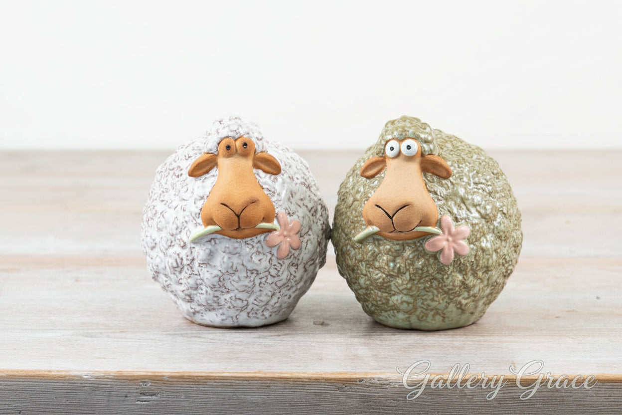 Sheep with Flower in Mouth Deco, 10.8cm