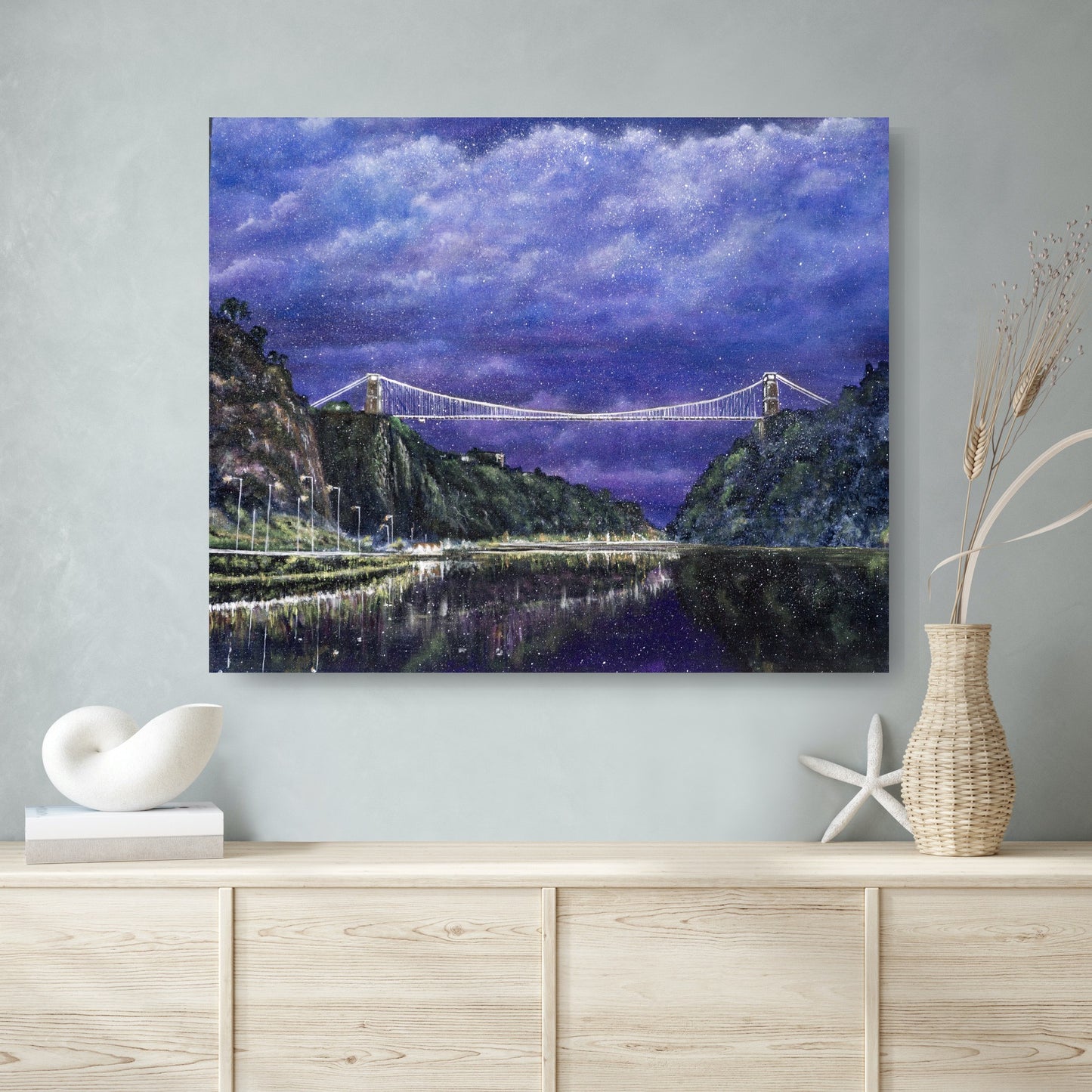 Lynette Bower | Contemporary original painting | Clifton Suspension Bridge Purple | Gallery Grace