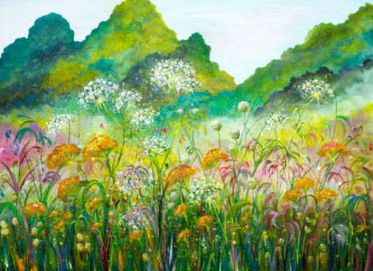 Lynette Bower| Contemporary original painting | Golden Achilea| Gallery Grace