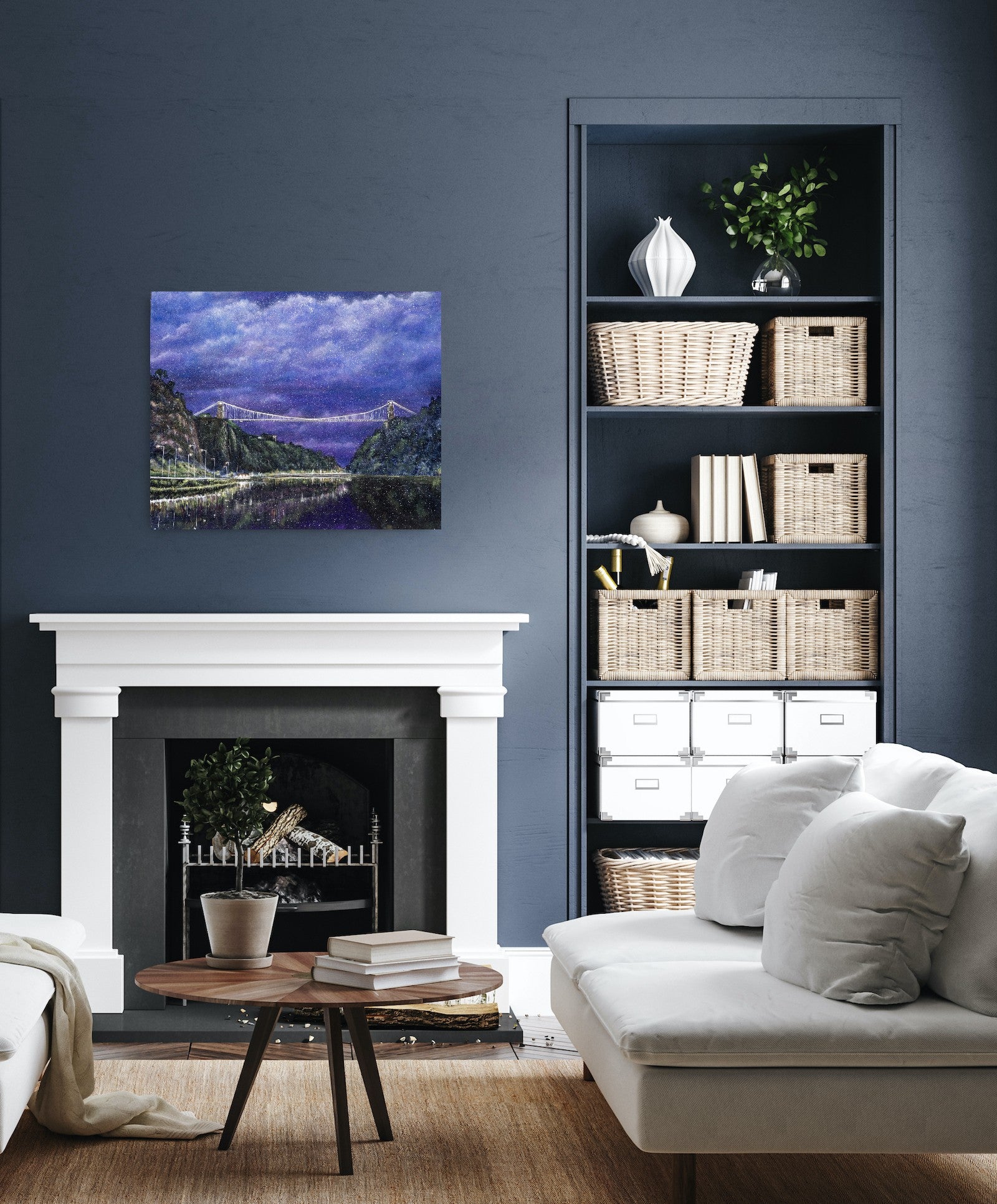 Lynette Bower | Contemporary original painting | Clifton Suspension Bridge Purple | Gallery Grace | Clifton Village