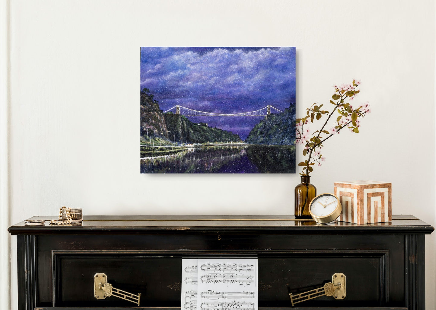 Lynette Bower | Contemporary original painting | Clifton Suspension Bridge Purple | Gallery Grace