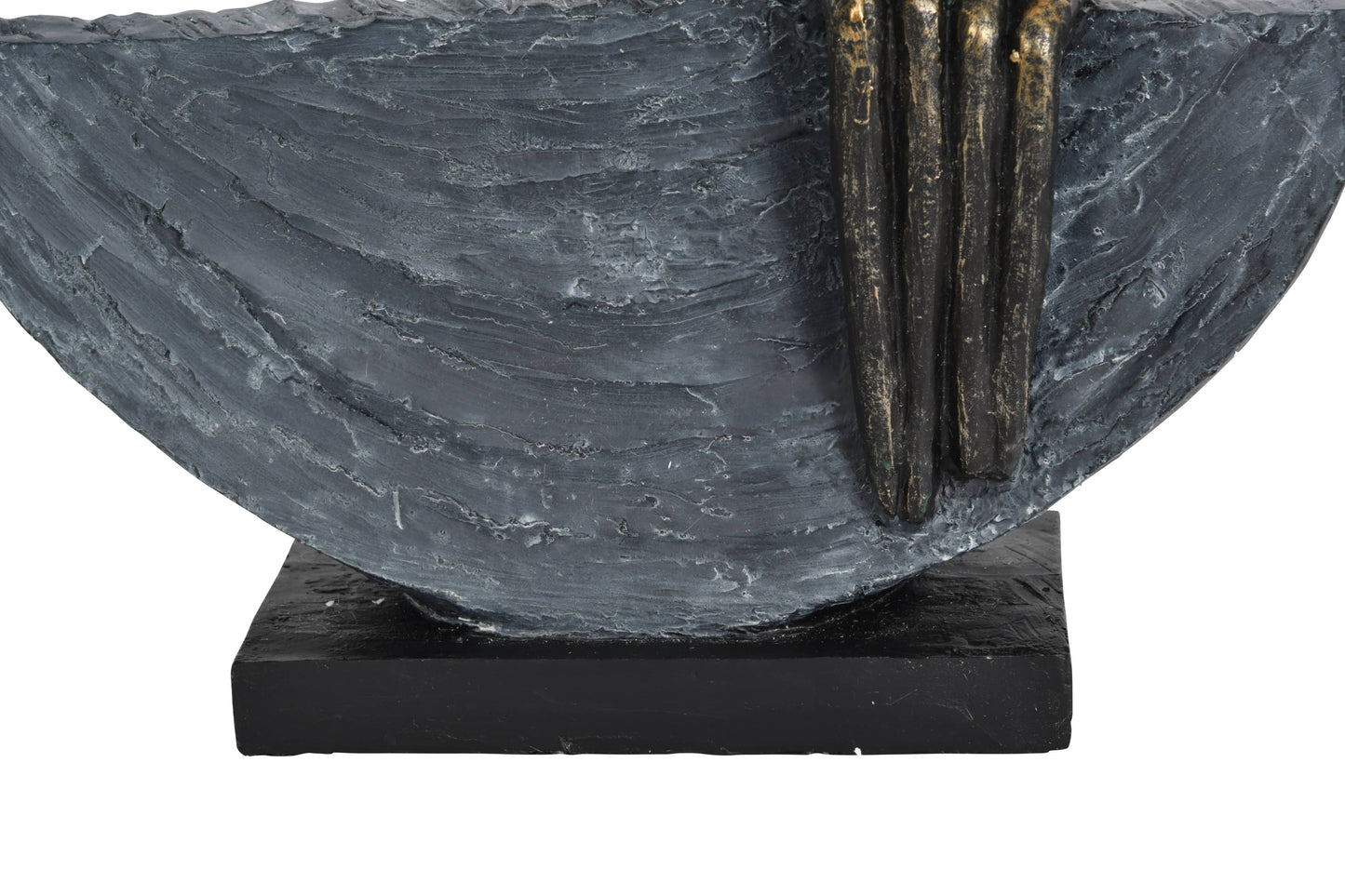 Couple Encircled Sculpture: Graphite / Limestone 60%, Polyresin 40%