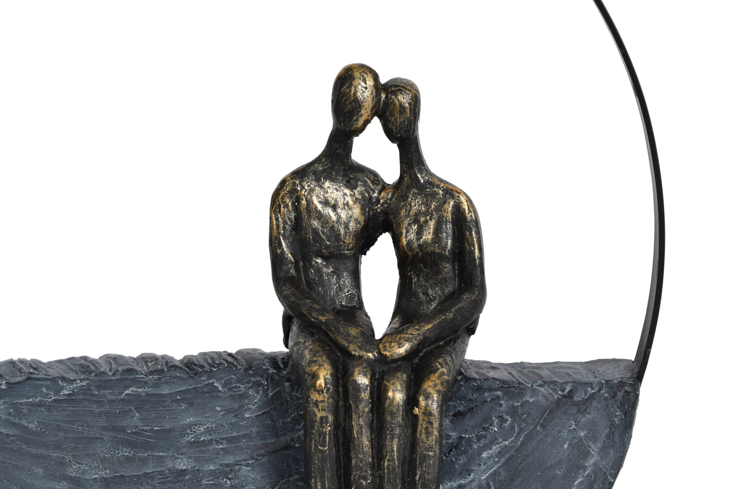 Couple Encircled Sculpture: Graphite / Limestone 60%, Polyresin 40%