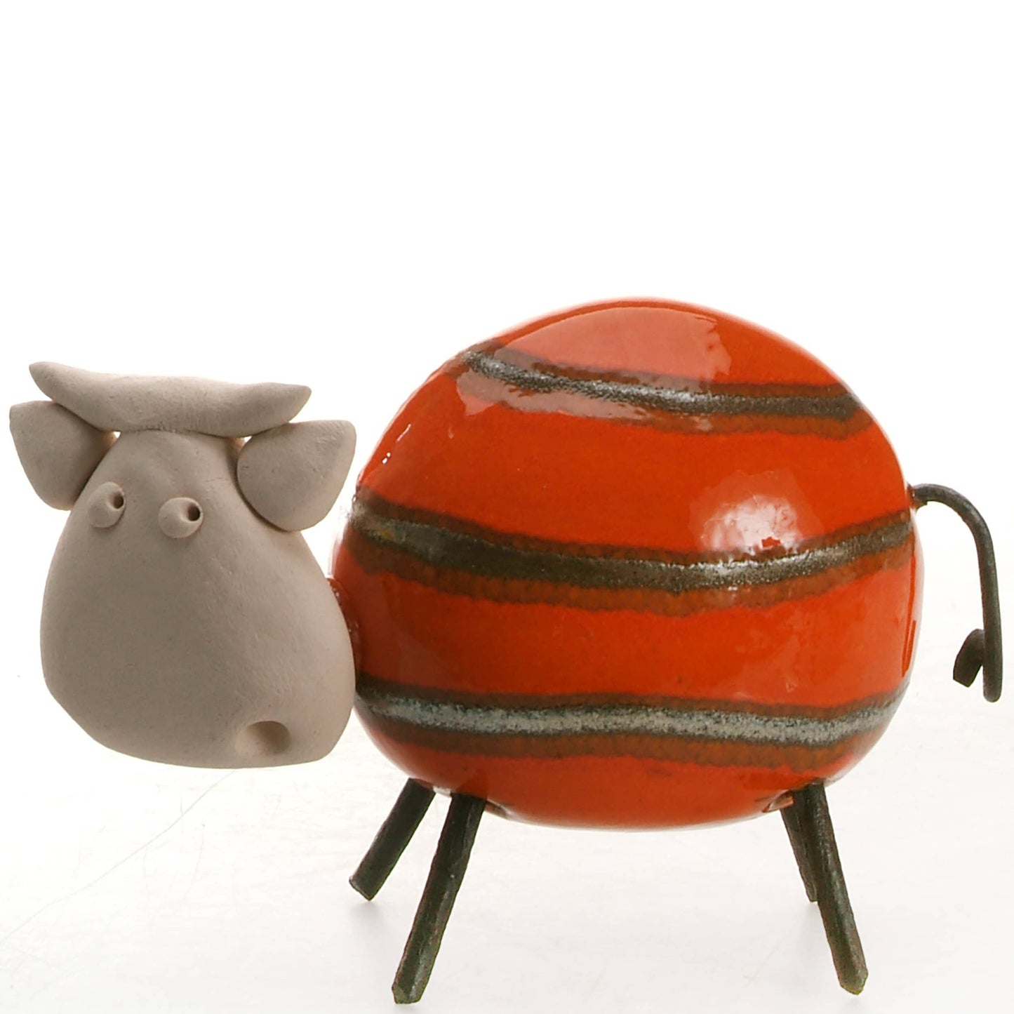 Happy Cow Ceramic Figurine | Various Colours: Olive