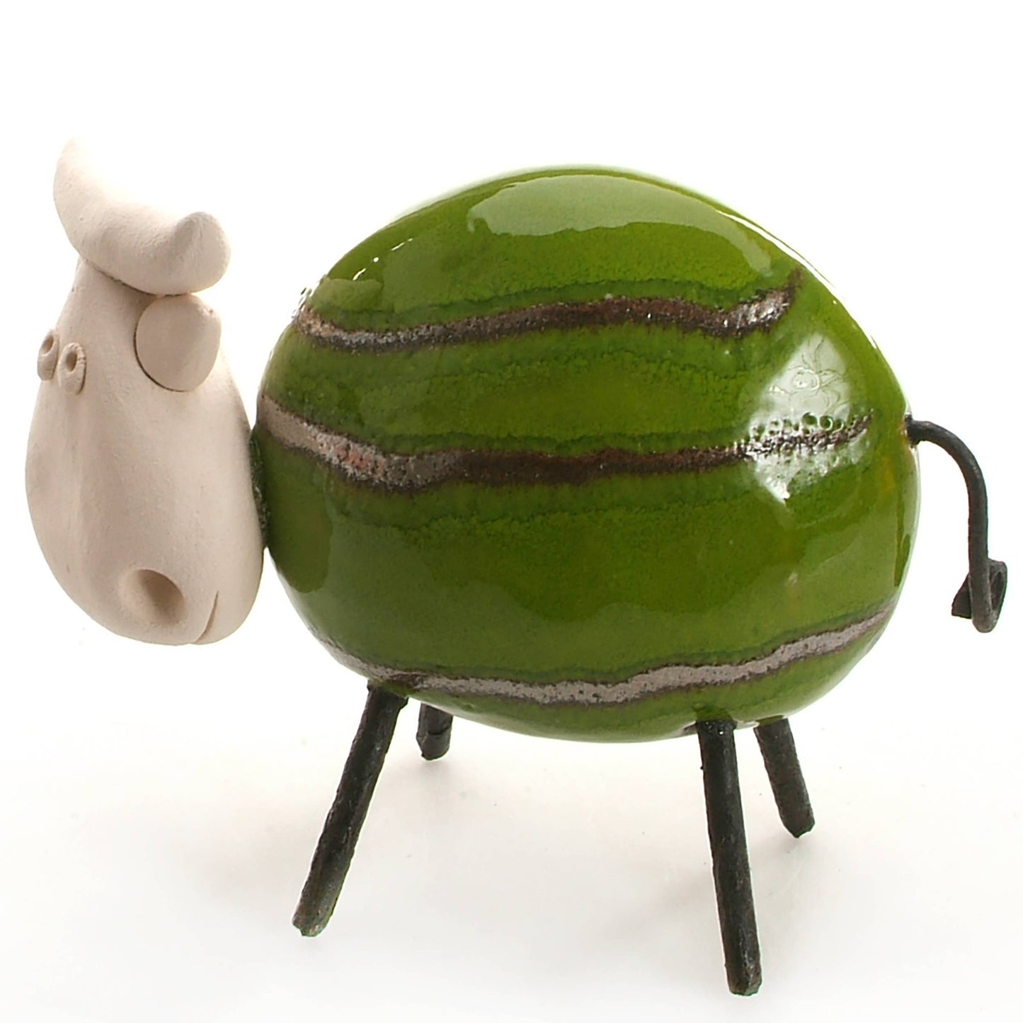 Happy Cow Ceramic Figurine | Various Colours: Olive