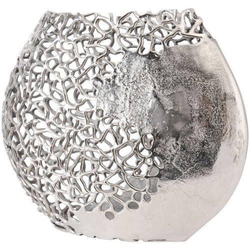 Apo Coral Ellipse Aluminium Vase: Silver / 100% Aluminium