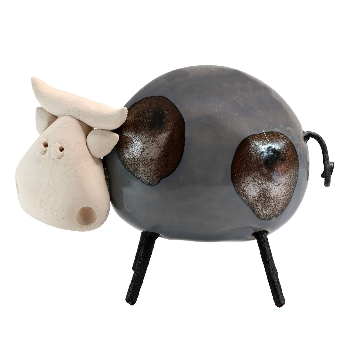 Happy Cow Ceramic Figurine | Various Colours: Olive