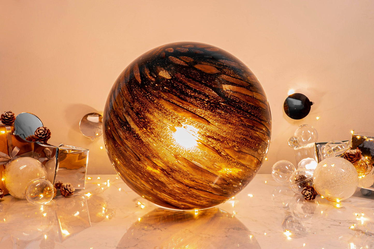 Meteorite Dust | Glass Table Lamp| 28cm Round