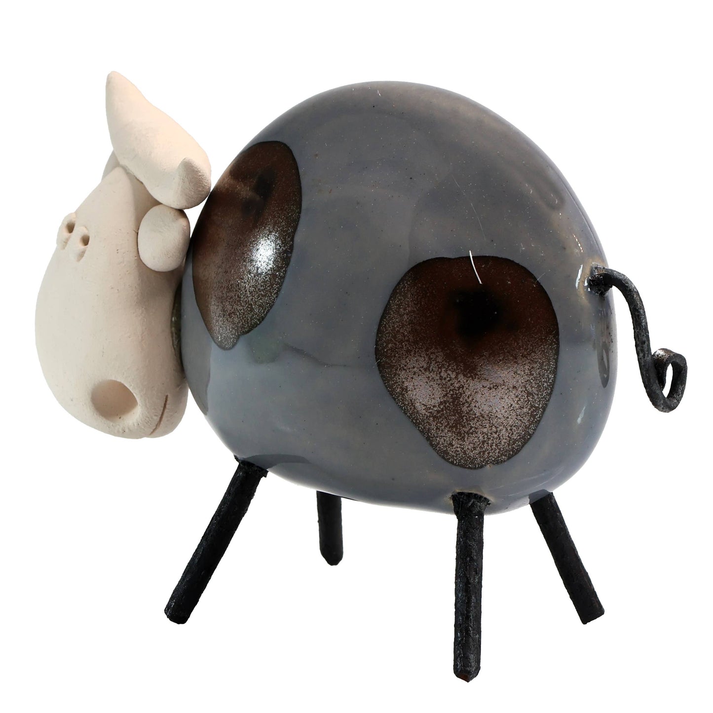 Happy Cow Ceramic Figurine | Various Colours: Olive
