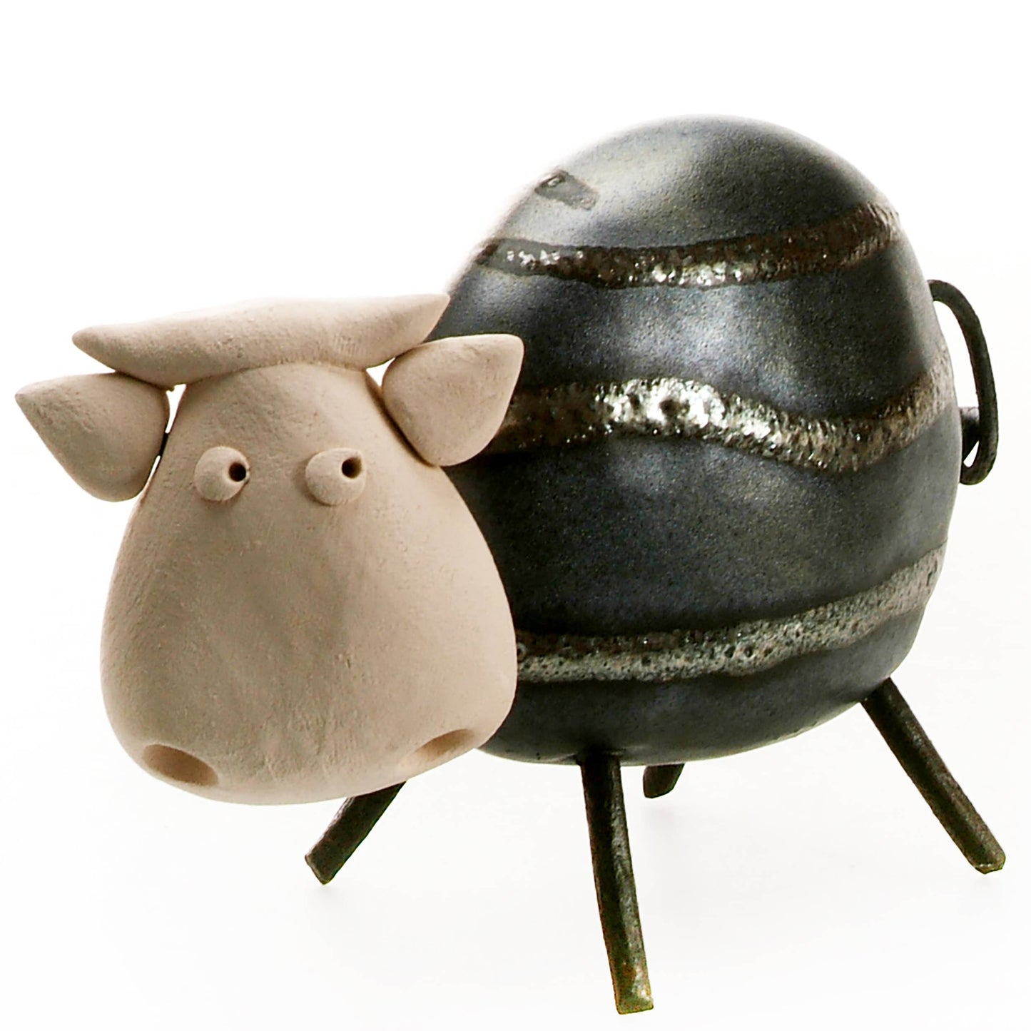Happy Cow Ceramic Figurine | Various Colours: Olive