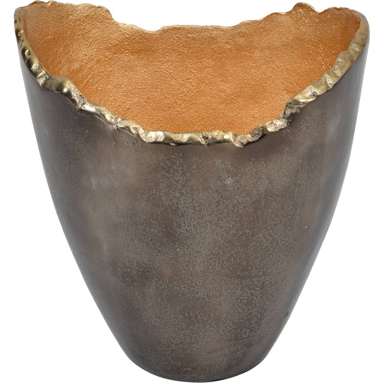 Merapi Lava Large 27cm Vase: Smoke Black, Gold / 100% Aluminium