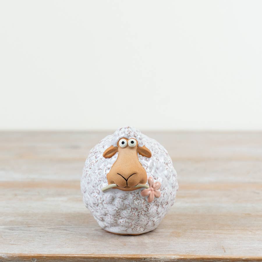 Sheep Deco with Flower, 8.3cm