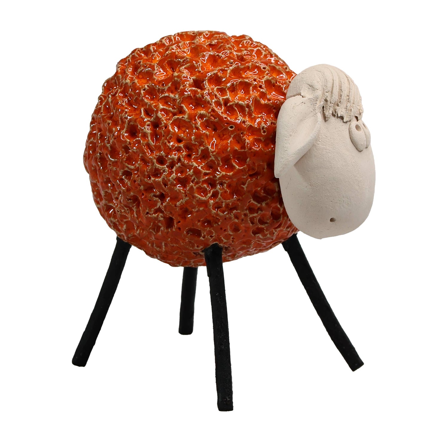 Woolly Sheep with Iron Legs Ceramic Figurine Various Colours: Yellow