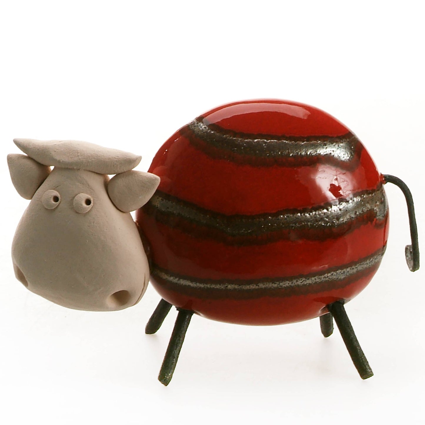 Happy Cow Ceramic Figurine | Various Colours: Olive