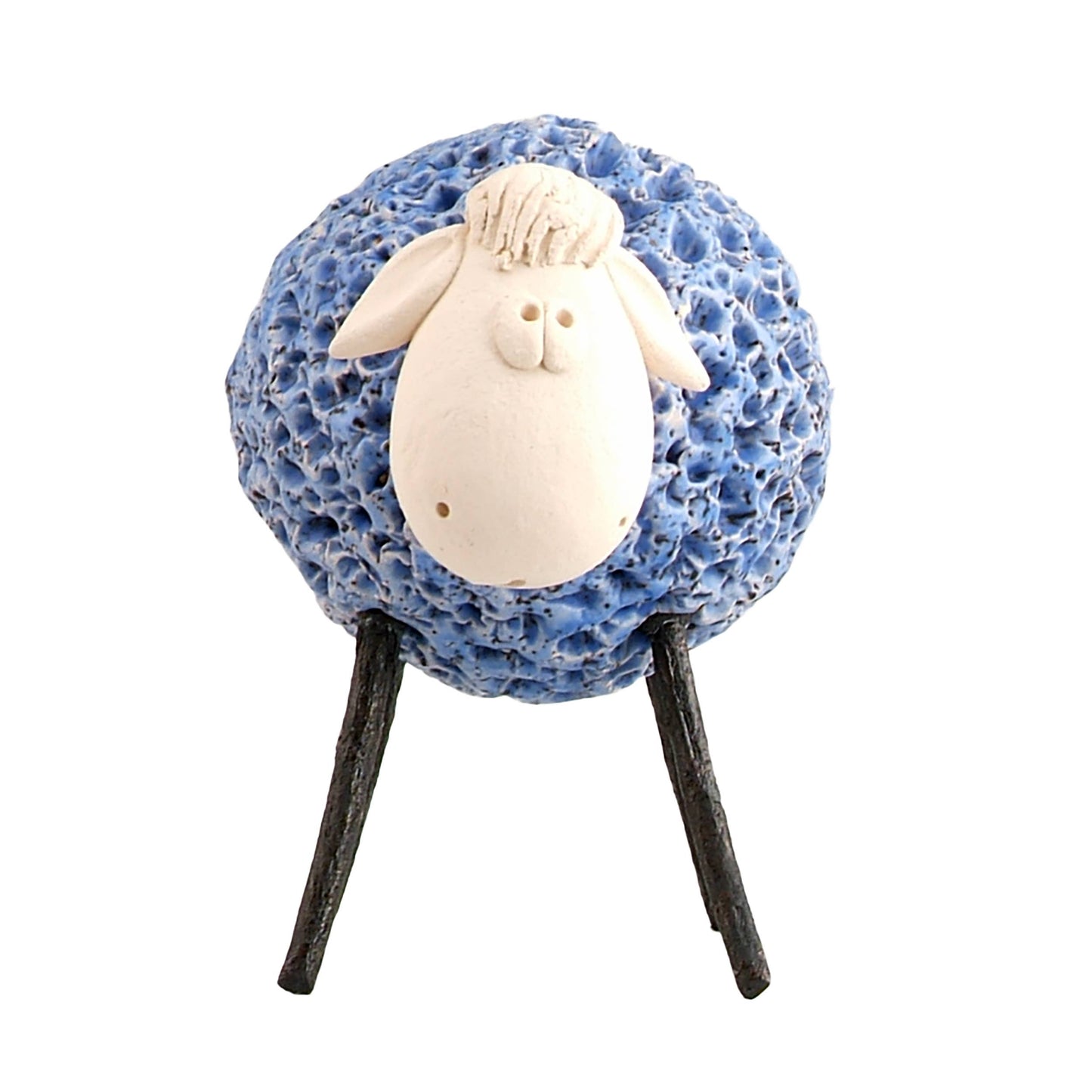 Woolly Sheep with Iron Legs Ceramic Figurine Various Colours: White