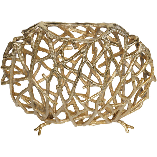 Twig Sculpture Disc Vase Gold: Raw Gold / Aluminium