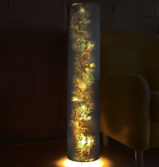 Galene's Whisper | Dark Floral Print Modern Floor Lamp: Warm / Full Height