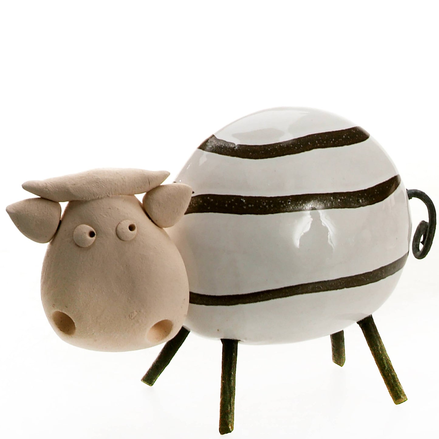Happy Cow Ceramic Figurine | Various Colours: Olive