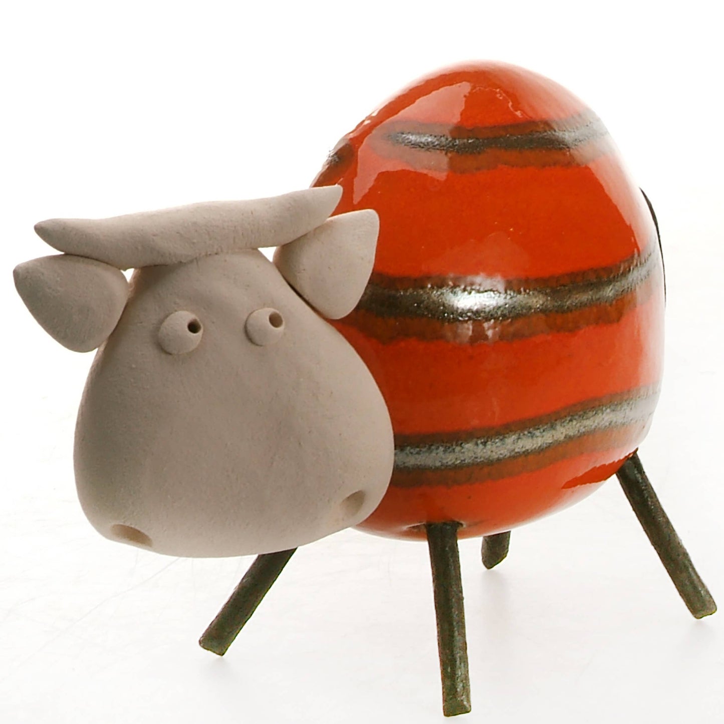 Happy Cow Ceramic Figurine | Various Colours: Olive